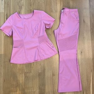 Jaanuu Princess Top and Boot Cut Bottom Scrub Set